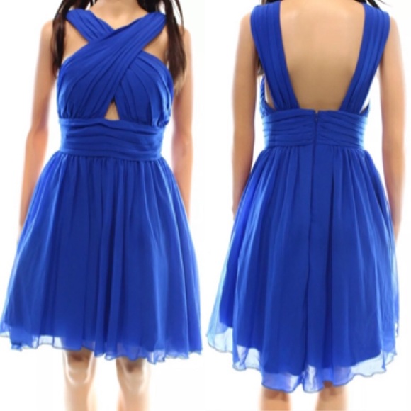 Blue Chiffon Cross Front Dress! NEW! - Picture 8 of 10